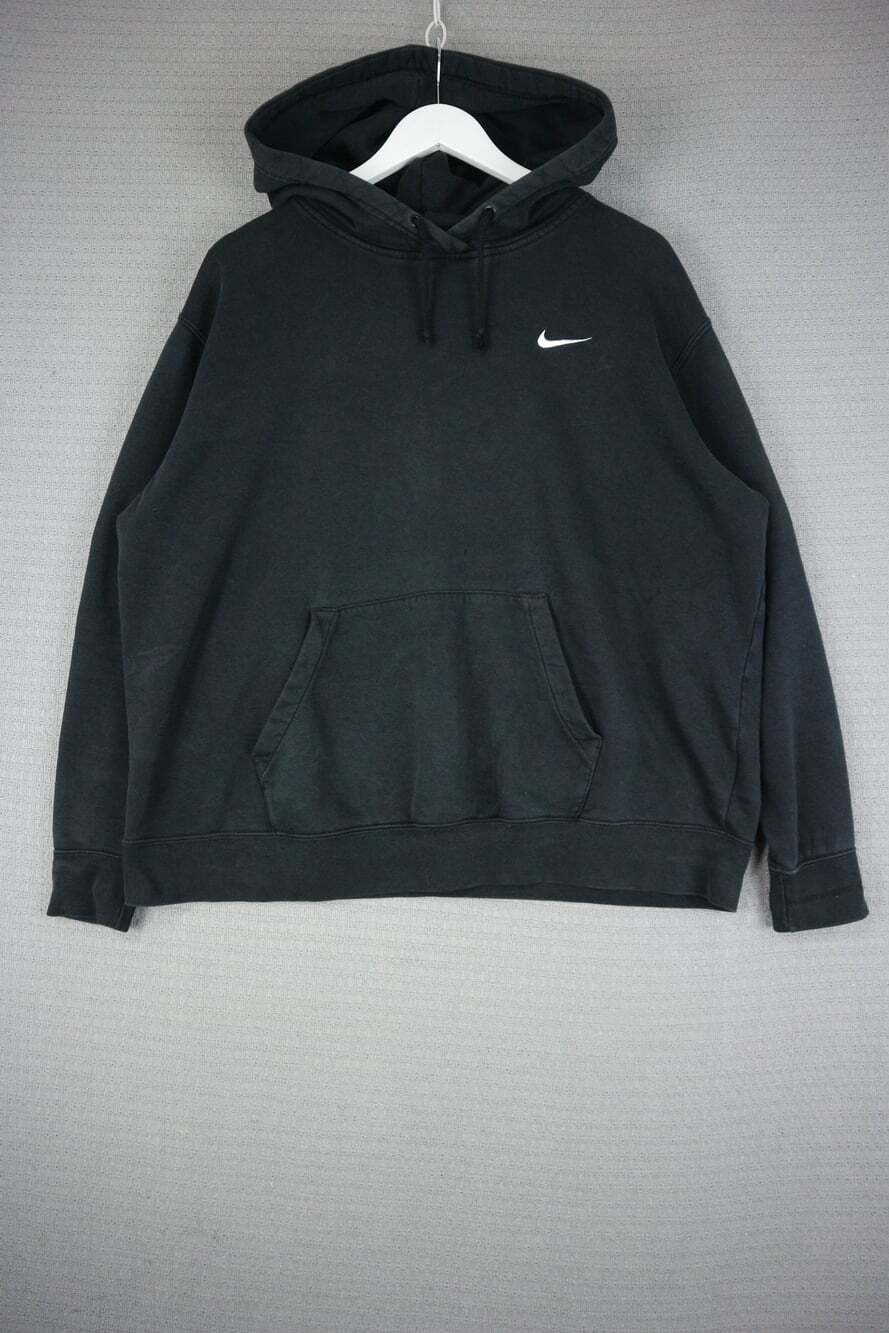 Nike Black Cotton Embroidered Check Pullover Hoodie XL